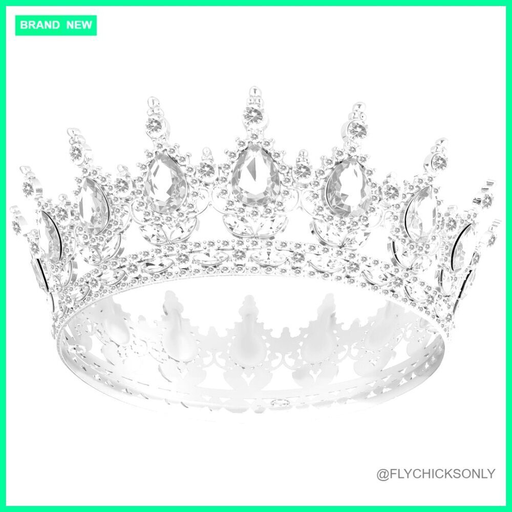 Silver Queen Crown Tiara for Women, Birthday Wedding Party Accessory
